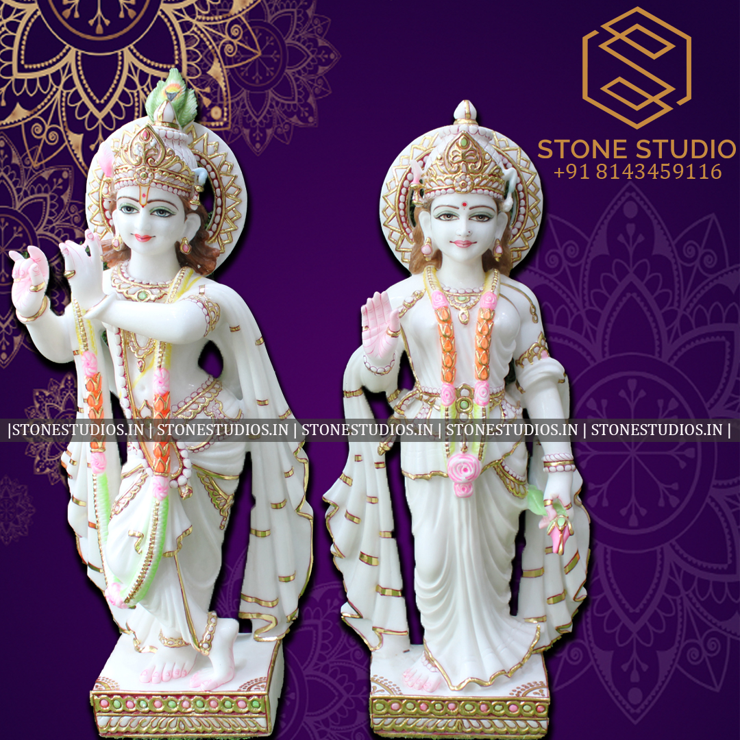 Radha Krishna Marble Statue